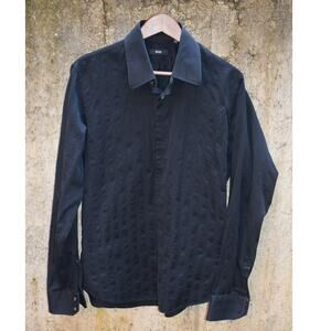 Hugo Boss Black Textured Stripe Long Sleeve Button-Up Shirt  Size 16 x 32/33 (L)